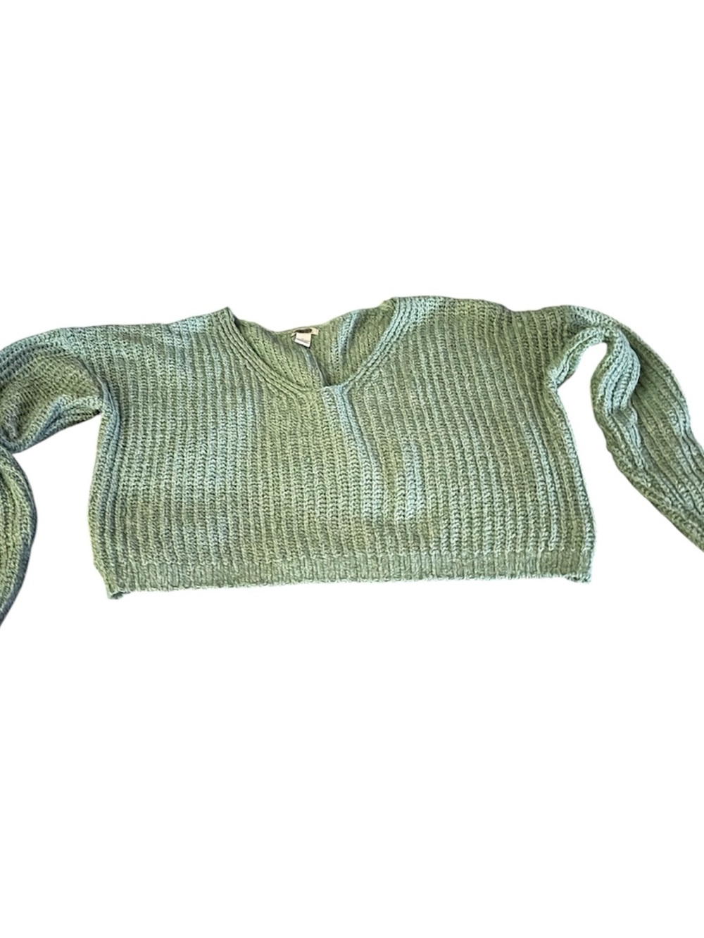 Teal Cropped V-Neck Women's Sweater